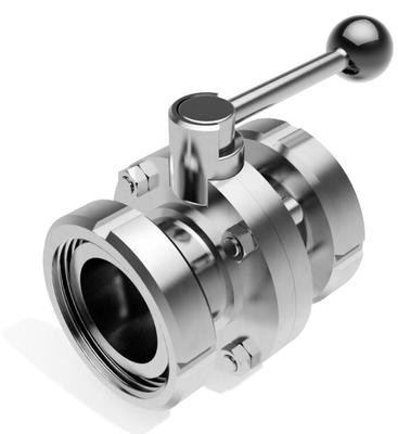 Sanitary Stainless Steel Female Threaded Butterfly Valve with Union Ends